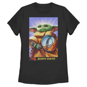 Womens Star Wars: The Mandalorian and Grogu The Child Bounty Hunter Comic Art T Shirt