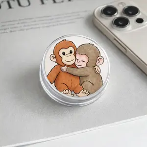 Punch Monkey Phone Grip Cute Baby Monkey with Plush Toy Design, Adorable Cartoon Animal Grip Stand, Sweet Gift for Monkey Lovers
