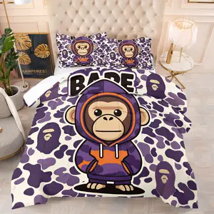 Ape Head And Cloud Camouflage Pattern Comforter Set, Soft And Durable Bedding Set, Includes 1 Quilt And 1 Or 2 Pillow Cases, Daily Holiday Valentine's Day Birthday Gift Bedroom Decorations For Kids And Adults