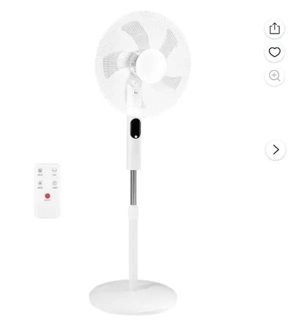 Quiet Pedestal Fan with Remote, Standing Floor Fan for Bedroom, Home Office - 15H Timer, 3 Speed & 3 Wind Modes, 80°Oscillating, Adjustable Height，White