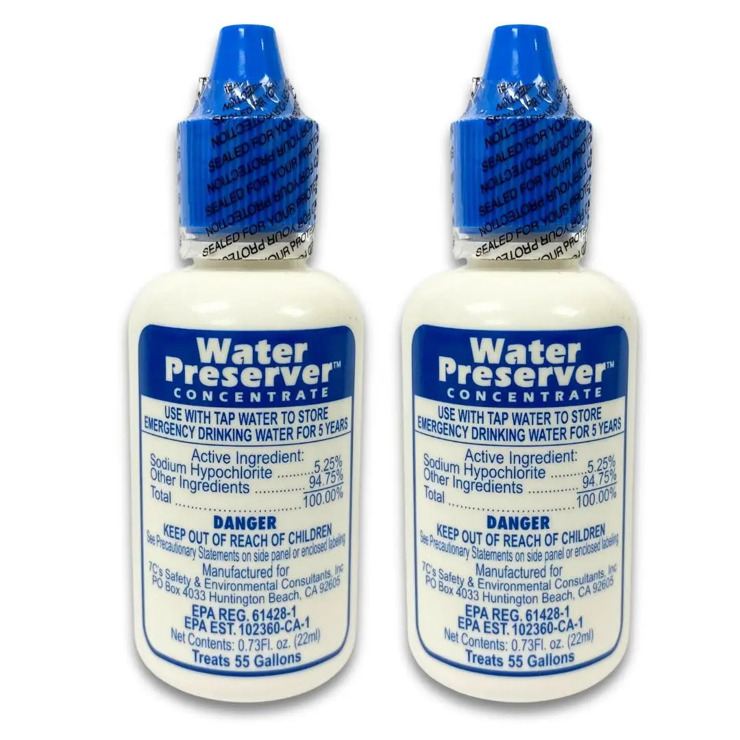 2-Pack Compact Water Preserver, Small-Size Emergency Storage Solution with 5-Year Long-Lasting Purification Capability (Household Kitchen Water Filter Accessory)