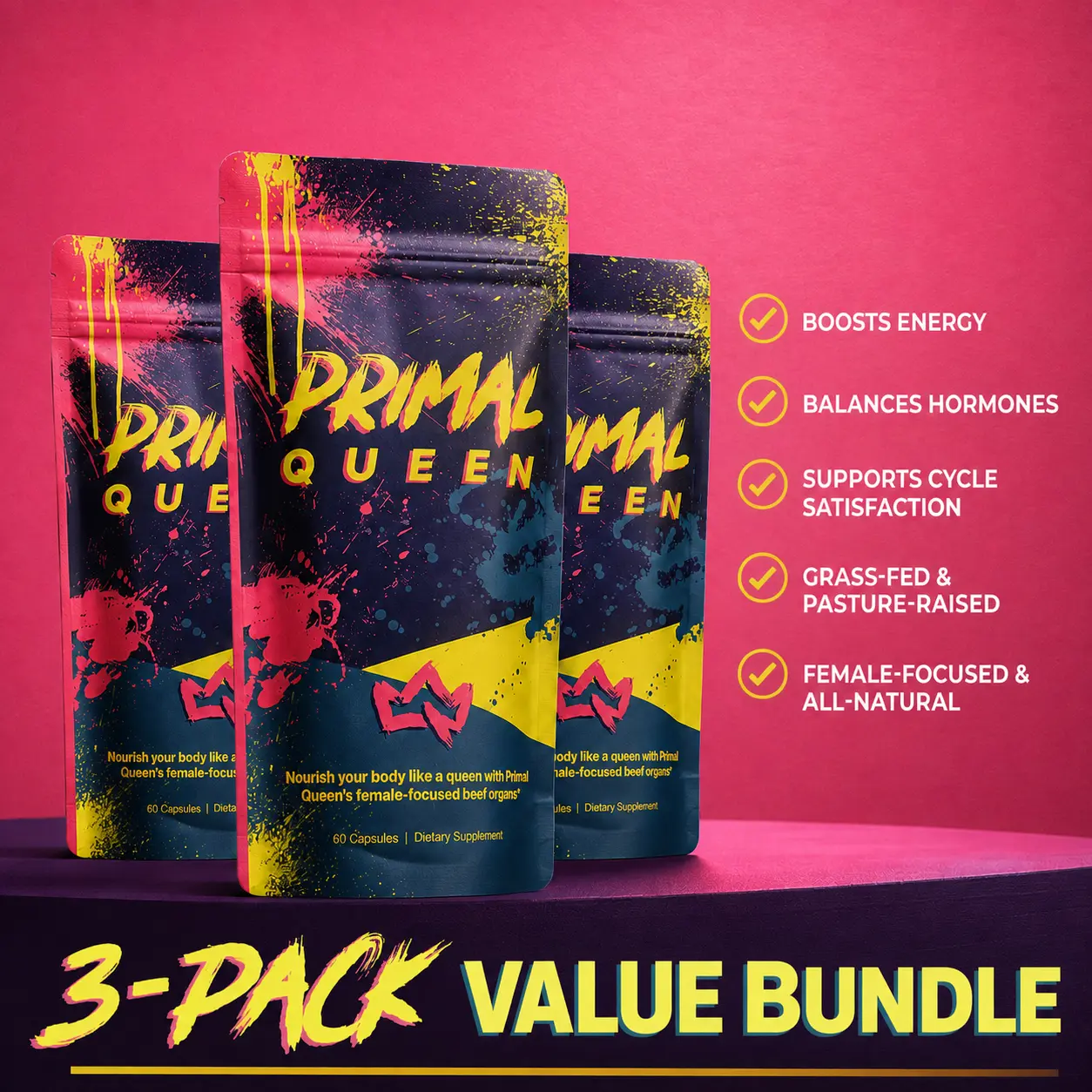 Primal Queen Beef Organ Superfood - 90 Day Refill (3-pack)