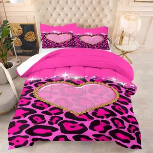 Mist Purple-Pink Double Heart Bed Comforter/Quilt Set (2/3 Pcs) Includes 1 Quilt + 1/2 Pillowcases (no Filler) Smoke Gradient Heart Patterns. Fits Bedroom Honeymoon Suite Homestay Cabin. for Couples, Honeymooners, Valentine's Gifts, Roommates, Travelers