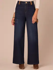 "Ab"solution® Skyrise Corduroy Contrast Drop In Pocket Wide Leg Jeans