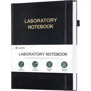 Laboratory Notebook for Project Organization - Grid Notebook Quad Ruled Science Lab Book for Graphing, Chemistry Lab Notebook for Student - Stay Organized and Productive(8.5" x 11", Black)