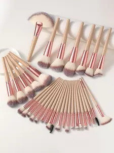 32 Cosmetic Brushes,  Such As Daily Powder Brushes, Foundation Make-Up Brushes, Halo Dye Brushes, Facial Stationary Brushes, Powder Blusher Brushes, Concealer Brushes And Eye Shadow Brushes