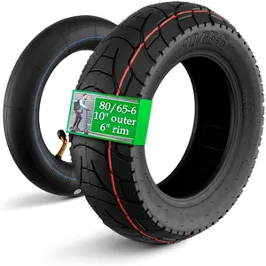 80/65-6 Scooter Tire Tube for All Seasons - 10x3" Electric Scooter Tires Replacement with Rugged Tread, Weather Abrasion & Puncture Resistant for Smooth Quiet Ride on Any Terrain