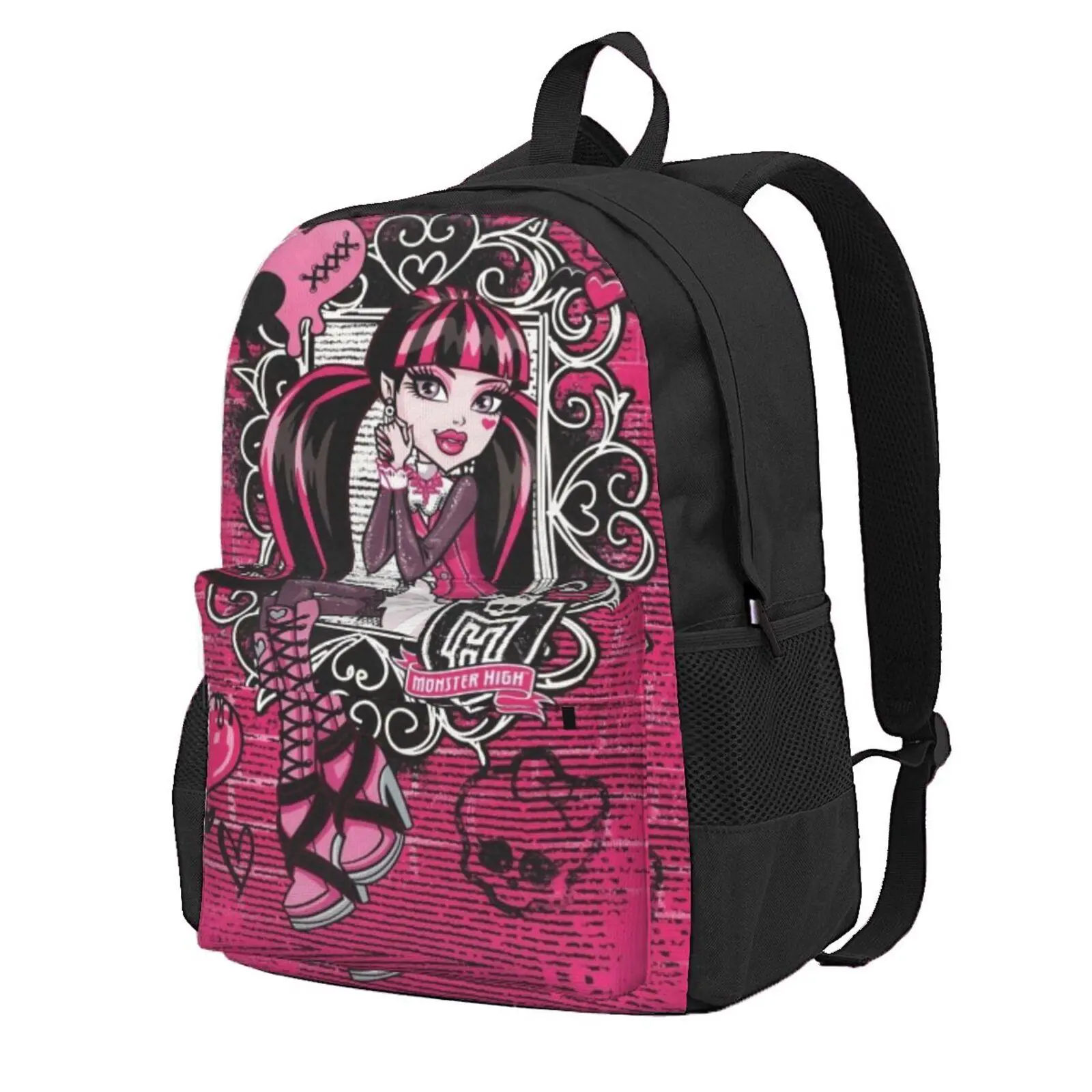 Monster high Backpack Monster high dolls Roomy School Bookbag Monster high doll Holiday Gift with Side Water Bottle Pockets for Boys and Girls