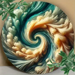 Golden Clouds 7.8" Iron Wall Decor Plaque, High-Definition 2D Print, Elegant Outdoor/Indoor Home Decor Gift