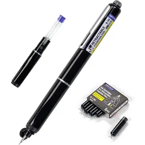 Retractable Fountain Pen Set: Fine Nib Black Ink Pens Includes 5 Ink Cartridges Smooth Writing for Sketching Journaling Calligraphy Gift (Black)