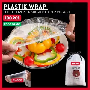 Pack of 100 Food Preservation Bags: Thickened, Disposable, Self-Sealing Plastic Covers for Freshness and Pest Protection—Ideal for Kitchen Use; Also Serves as a Waterproof, Spiral-Style Disposable Shower Cap for Travel.