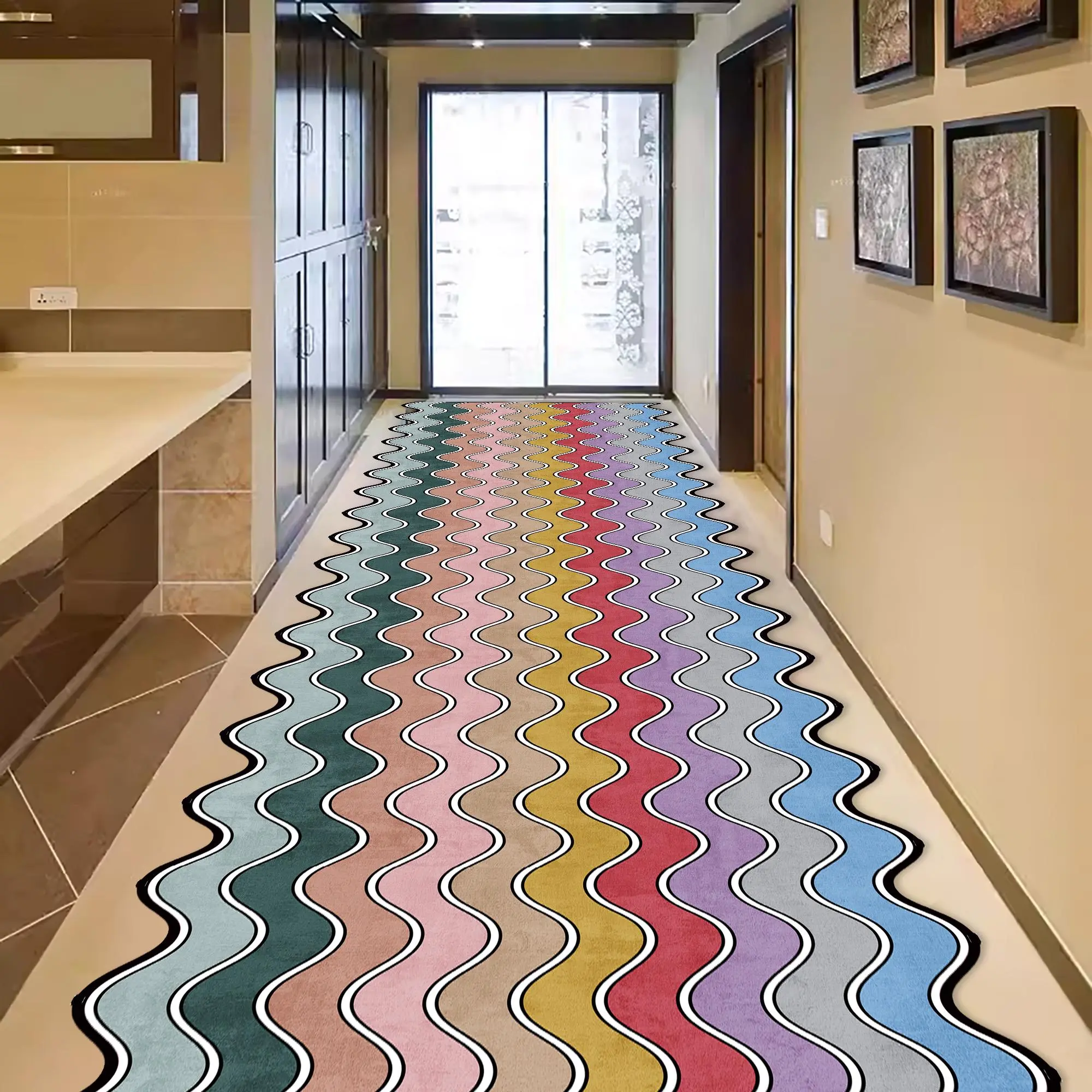 Irregular Wave Striped Pattern Carpet, 1 Count Colorful Long Strip Rug, Decorative Area Rug for Home Living Room Bedroom, Modern Rug, Home Decor, Contemporary Rugs