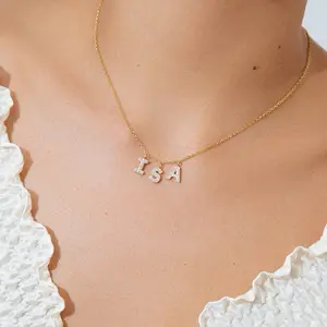 3 letter name necklace with stones