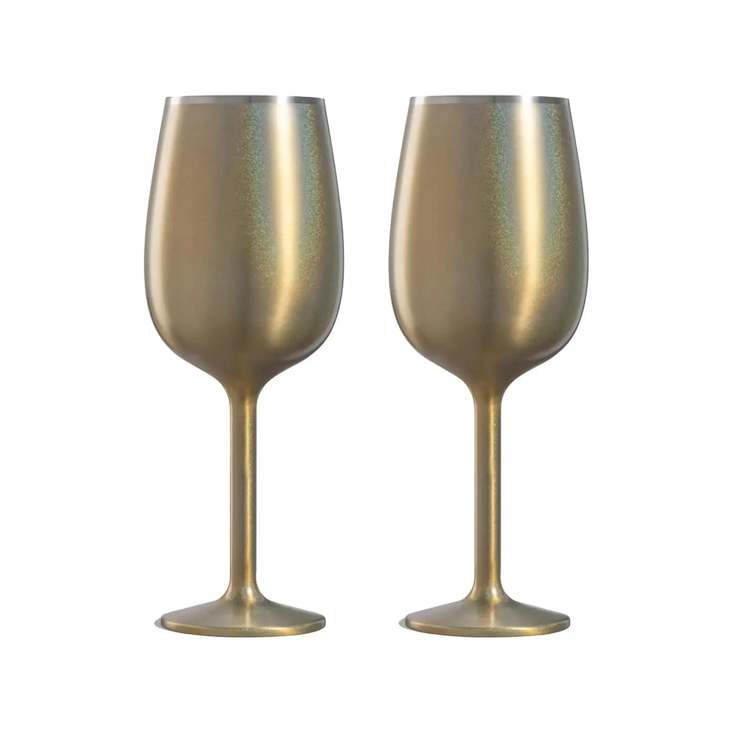 Stainless Steel Stemmed Wine Glass, Set of 2 - Gold