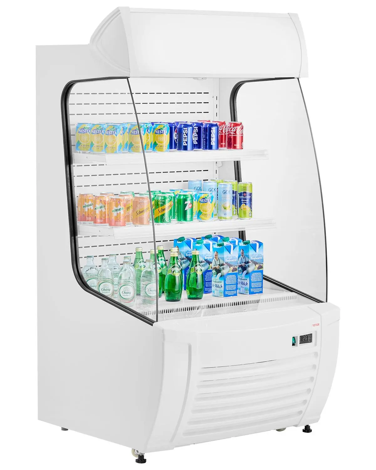 【Summerfinds】VEVOR Open Air Merchandiser, 2-Tier Shelving Commercial Refrigerator, Grab and Go Display Cooler Refrigerator with Air Curtain, LED Advertising Light, Fits for Restaurants, Stores, Office, 12.7cu.ft.