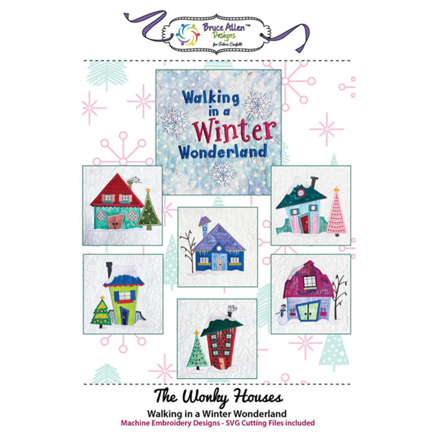 The Wonky Houses Table Runner - Winter - for Machine Embroidery