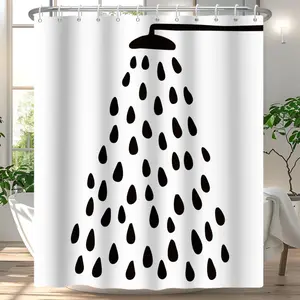 Black and White Shower Curtain Water Drop Shower Curtain for Bathroom Waterproof Polyester Fabric Modern Shower Curtains with 12 Pcs Hook, 72X72 Inch