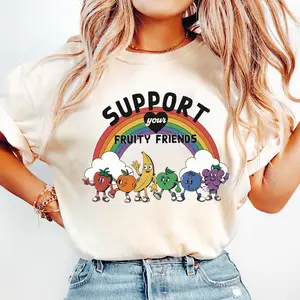 Support Your Fruity Friends Shirt, Gender-Neutral Shirt, Pride Shirt, Gay Shirt, LGBTQ Shirt, Pride Month Shirt, Vintage Cartoon Fruit Shirt