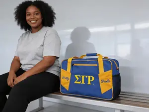 Sigma Gamma Rho Suitcase-Mount Transit Duffel Bag with Embroidered SGRho Letters & 'Pretty Poodle', Weekender Bag