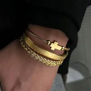 Gold Digital Bracelet Men's Light Luxury Stacking bracelet  for  men