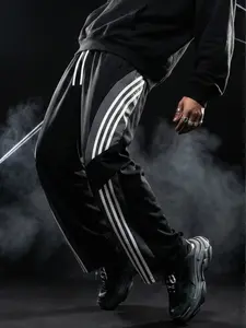 Vibe 404 Men's Waterproof Techwear Track Pants High Street Baggy Y2K Loose Fit Joggers Trendy Essentials Wide Leg Side Stripe Cyberpunk Trousers