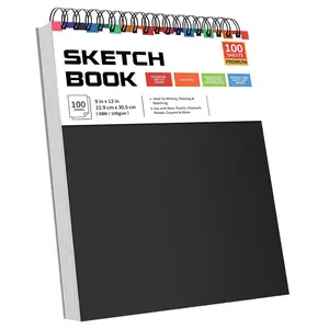 Sketch Book, 9x12 Inch Spiral Sketch Book, 100 Sheets Art Sketch Book, Art Drawing Book, Art Supplies for Home School Students