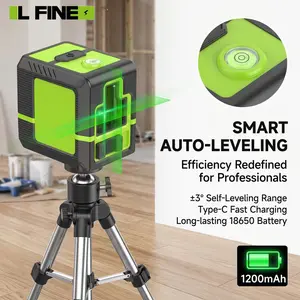 L FINE 100Ft Green Cross Laser Level with Tripod | Self-Leveling with Brightness & Pulse Mode | For Hanging Pictures, Tiling & DIY