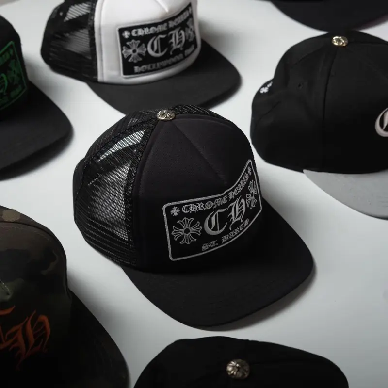 CHROME HEARTS Trucker Cap CH Logo White Black Mesh Back Free Men Accessories