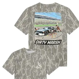 Pit Crew - Dirty Marsh Outfitters Backshore Bottomland Washed Out Mossy Oak Camo Cotton T Shirt, Mens Camo Hunting Tee, Lightweight Outdoor Shirt | Deer Forest Graphic T-Shirt for Men