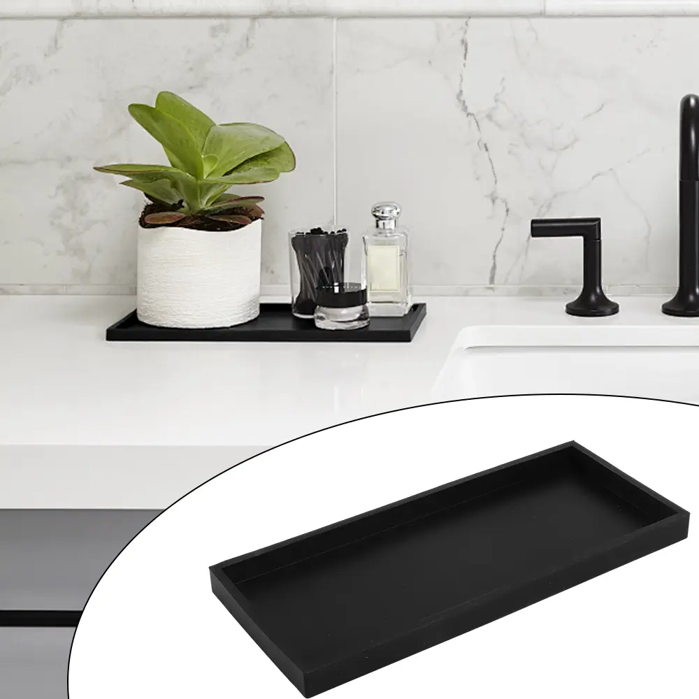 1 Pcs Mix Smooth Silicone-Pad Pine Wood Bathroom Vanity Decorative Tray (11.2"x4.3") - Small Counter/Sink Soap Holder for Kitchen, Ideal for Organizing Vanity Items & Holding Perfumes (Sports & Outdoor Accessories Compatible)