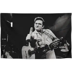 The Man in Black Single Sided Flag, America Country Singer Polyester Banner for Outdoor or Indoor, Wall Tapestry Poster Signs Decorations for Bedroom or College Home Textile, Wall Hanging Decor, 60x40 Inch