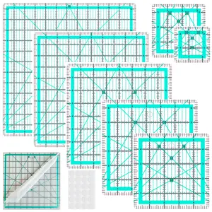 Quilting Rulers,7 Square Quilting Ruler Quilting Templates(2.5",3.5",5",6.5", 8",10",12.5"),Quilting Rulers  Rulers Fabric  Ruler with Non-Slip Rings for Quilting and Sewing