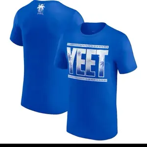 WWE Jey USO YEET T-Shirt - Blue, Short Sleeve, Graphic Design, Casual Style, Suitable for Men, Crewneck, Men's Top - Man, Wetsuit, Tropical, Streetwear, Menswear, Shortsleeve