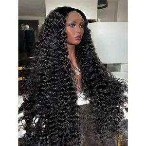 30 40 Inch 250% Density 13x6 HD Lace Front Human Hair Wigs Deep Wave 250% Density 13x4 HD Deep Curly Lace Frontal Wig 5x5 Glueless Closure Deep Wave Wig For Women Pre Plucked 250 Density, Average Cap Tangle Free