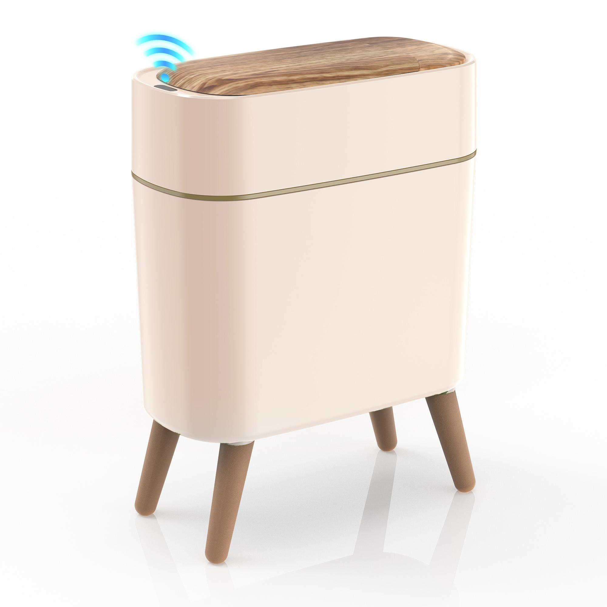 Pukomc Smart induction  Waterproof  trash bins , trash cans for bathroom, trash cans  for Kitchen,for Bathroom,Bedroom.Office Nordic style White Waste Paper Space Saving summerwins
