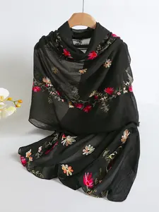 Women's Fashion Floral Scarf Shawl, Casual Soft Scarf, Windproof Sand-Resistant Soft Woven Fabric, Multi-Purpose Headscarf for All Seasons Outdoor Use