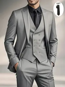 Elegant Men's Three-Piece Suit Set for Weddings and Formal Events, Slim Fit Jacket and Pants, Ideal for Office Meetings and Sophisticated Occasions