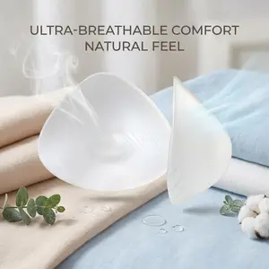 Silicone Bra Inserts Pads - 1 Pair Breast Forms Enhancers for Mastectomy Swim Hot Spring Comfortable Natural Shape Waterproof Reusable Adhesive Pads Perfect for Enhancing Curves Under Swimwear Clothing Daily Wear