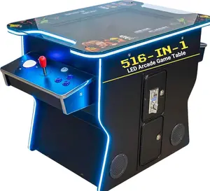 West State Gamerooms Cocktail Arcade Machine – 2 Player Retro Arcade Table with 516 Games – 26" LCD Screen, Track Ball, LED Lights, Chrome Bar Stools – Pre-Assembled Coin/Free Play Cabinet