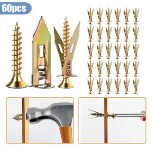 60 Count Drywall Self Drilling Anchors and Screws, toggle bolts, Easy Application,No Drill or Holes in Wall,Heavy-Duty Zinc-Plated Steel Anchors with Self-Tapping Screws,Hollow Screws and Anchors for TV,Bicycle,Cabinet Fixing Accessories. toggle  bolts