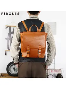 Vintage Genuine Leather Backpack Women Real Cow Leather Bagpack Solid Color Ladies Soft Cowhide Double Shoulder Bag Casual Travel Backpack