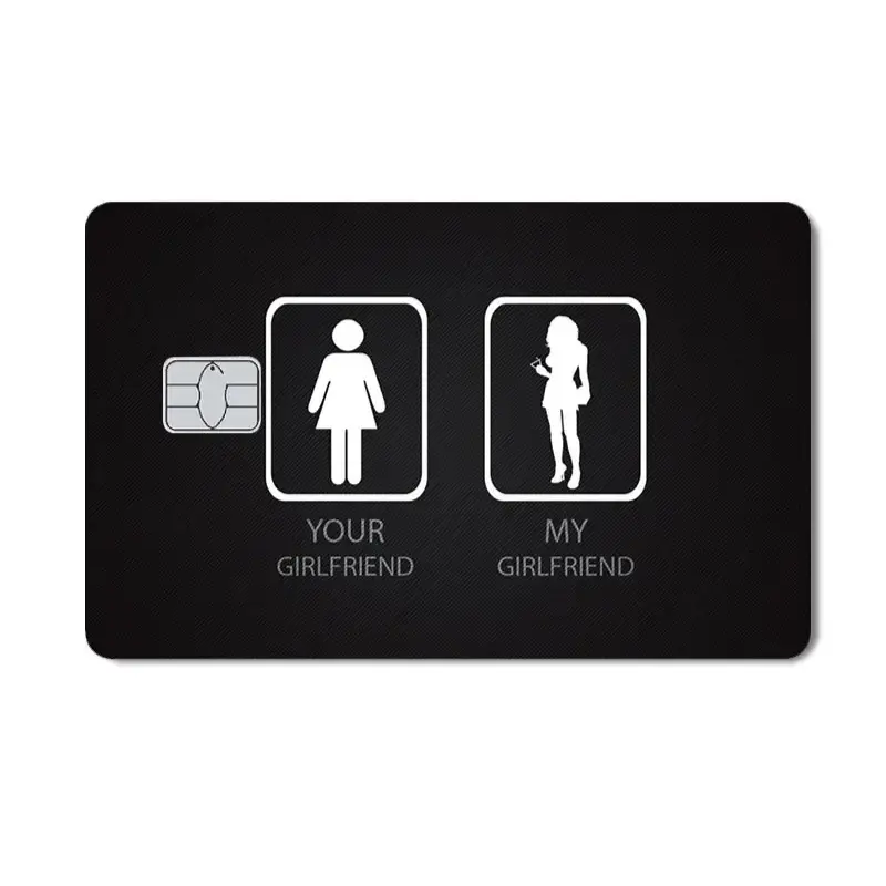 Funny Girlfriend Credit Card Skin, Your Girlfriend My Girlfriend Humor Debit Card Sticker Cover, Waterproof Scratch Resistant Vinyl Card Wrap