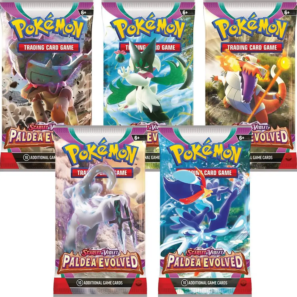 Pokemon TCG Paldea Evolved - 10 Live Ripped Booster Packs, Collectible Trading Cards