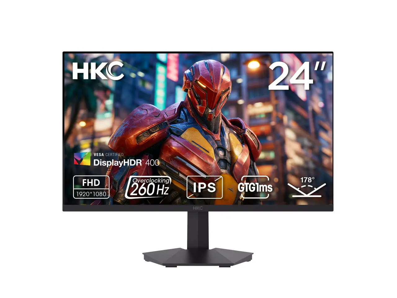 HKC 24 inch (23.8" viewable) Full HD 260hz Fast IPS 1ms HDR400 Low Blue Light 125% sRGB Compact Stand Gaming Computer Monitor G24H3D