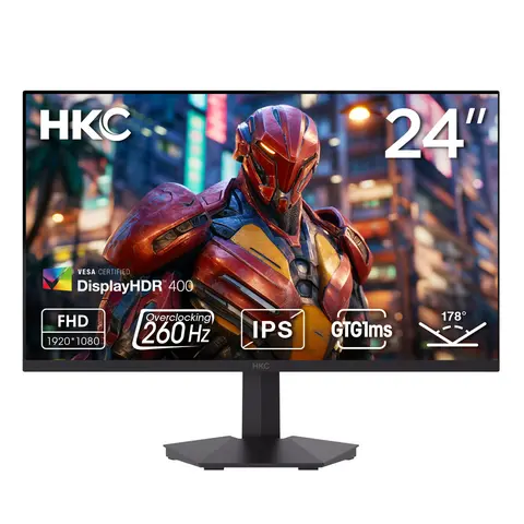 HKC 24 inch (23.8" viewable) Full HD 260hz Fast IPS 1ms HDR400 Low Blue Light 125% sRGB Compact Stand Gaming Computer Monitor G24H3D