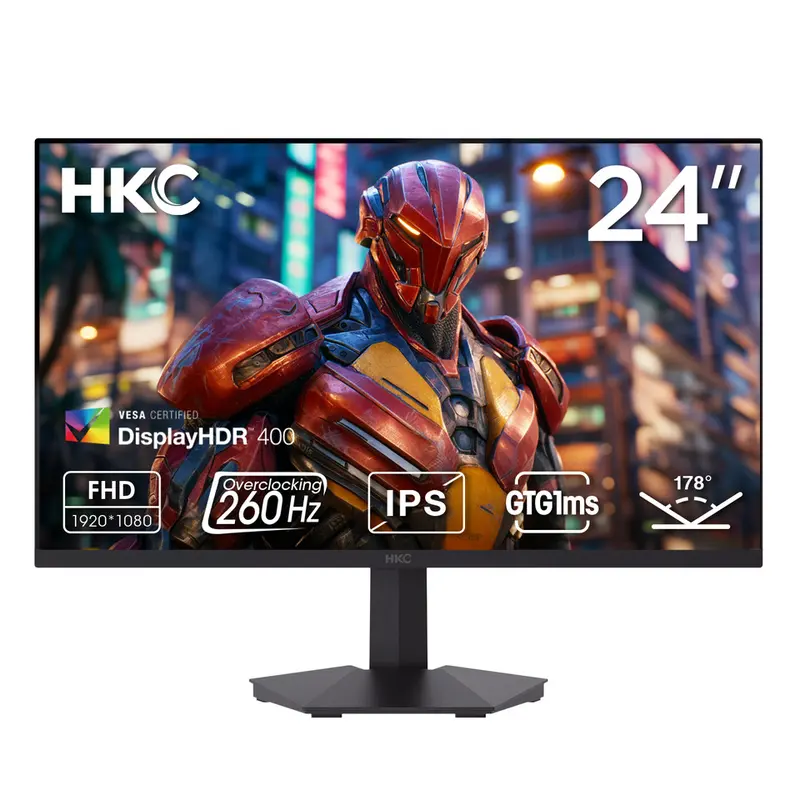 HKC 24 inch (23.8" viewable) Full HD 260hz Fast IPS 1ms HDR400 Low Blue Light 125% sRGB Compact Stand Gaming Computer Monitor G24H3D