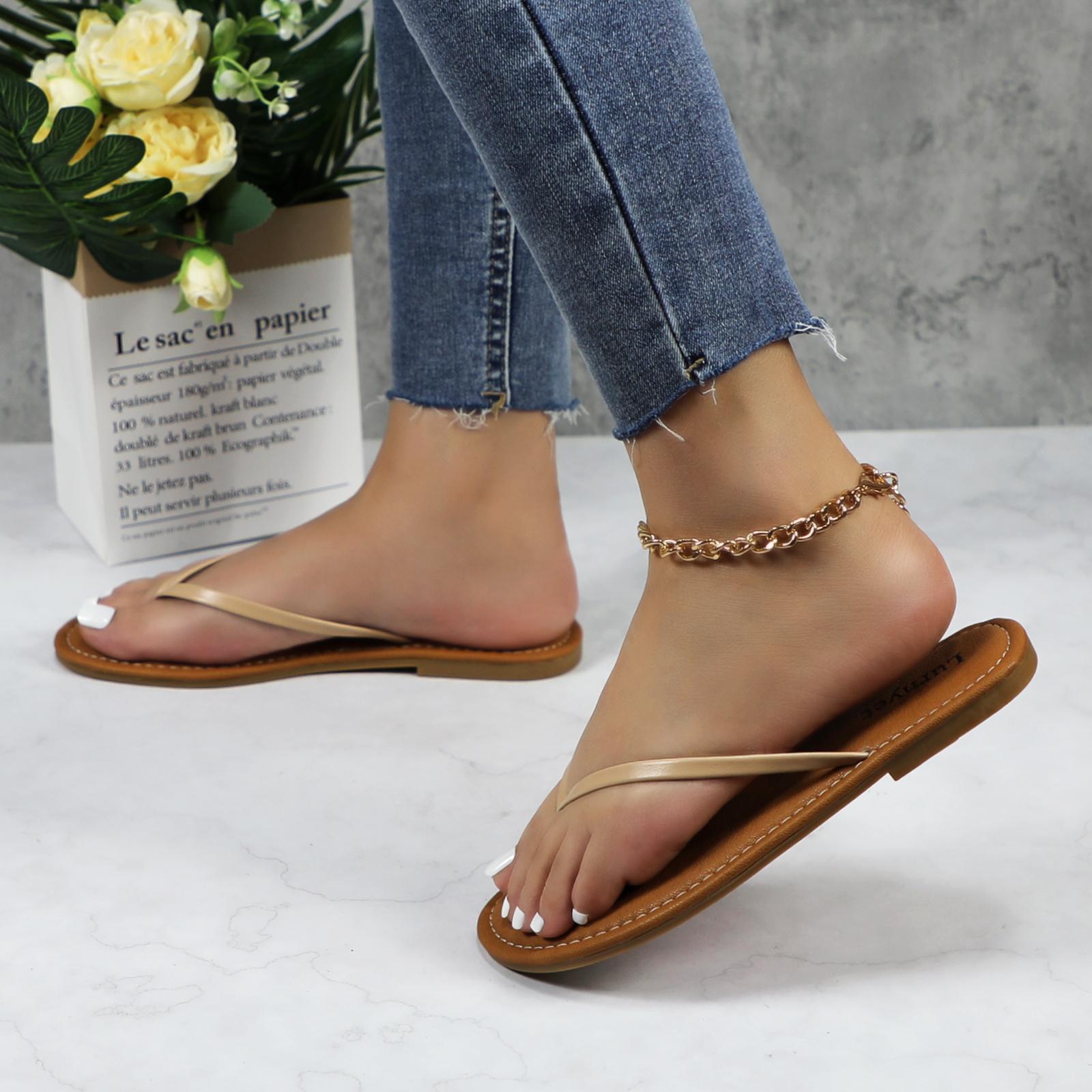 Flip Flops for Women | Vacation Beach Essentials | Casual Women Footwear | Thong Sandal Walking Shoes Lightweight Girl