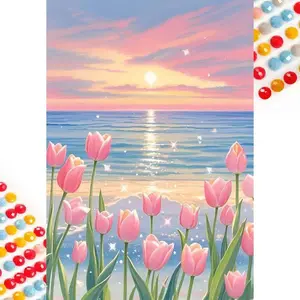 Tulip Pattern DIY Diamond Arts Colorful Painting Kit without Frame, 5D Diamond Arts Colorful Painting Kit, Wall Art Decor for Home, Artwork, Diamond Painting Kits