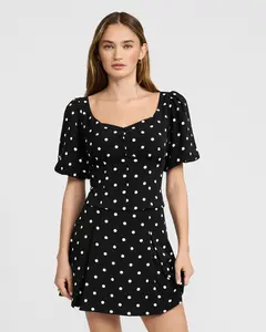 Express Polka Dot High Waisted Pleated Mini Skirt