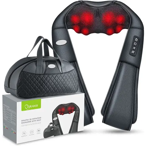 Cotsoco Shiatsu Neck & Shoulder Massager with Heat - Deep Tissue Kneading Back Massager, Electric Car-Use Device, Comfortable Gifts for Women